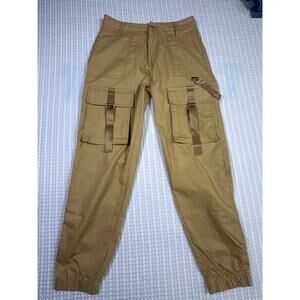 Kreamy Cargo Pants Jogger Khaki Utility Streetwear Tactical Y2K Style Size M